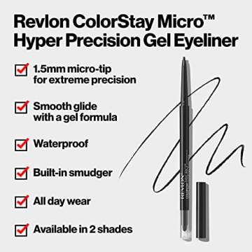 Revlon ColorStay Micro Hyper Precision Gel Eyeliner, Valentine's Day Makeup Gifts for Women, Built-i...
