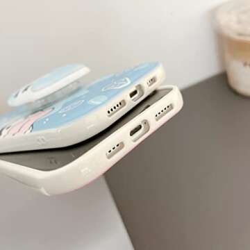 Lswrlixa Cute Stand Phone Case Compatible with iPhone 14 Pro Max Cover for iPhone 14 Pro Max Blue