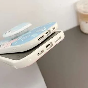 Lswrlixa Cute Stand Phone Case Compatible with iPhone 14 Pro Max Cover for iPhone 14 Pro Max Blue