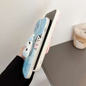 Lswrlixa Cute Stand Phone Case Compatible with iPhone 14 Pro Max Cover for iPhone 14 Pro Max Blue