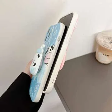 Lswrlixa Cute Stand Phone Case Compatible with iPhone 14 Pro Max Cover for iPhone 14 Pro Max Blue