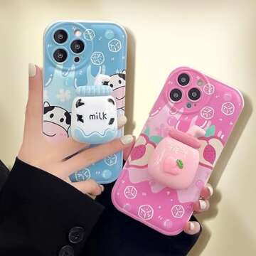 Lswrlixa Cute Stand Phone Case Compatible with iPhone 14 Pro Max Cover for iPhone 14 Pro Max Blue