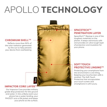 PHOOZY Thermal Phone Case for Cold Weather | Insulated Phone Pouch Extends Battery Life 3X | Snow-Proof & Water-Resistant | Snowboard & Skiing Accessories | Seen on Shark Tank (Apollo Gold - Large)