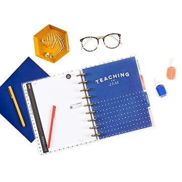 The Happy Planner Classic Sized 12 Month Teacher Planner - Fresh Start Teacher Theme - August 2021 - July 2022 - Teacher Layout - Monthly & Weekly Disc-Bound Pages - 8.75" x 9.75"