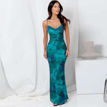 GRMLRPT Floral Bodycon Maxi Dress for Weddings 2024