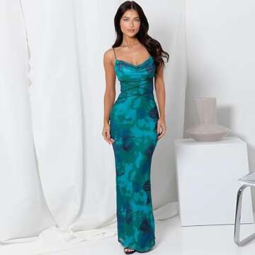 GRMLRPT Floral Bodycon Maxi Dress for Weddings 2024