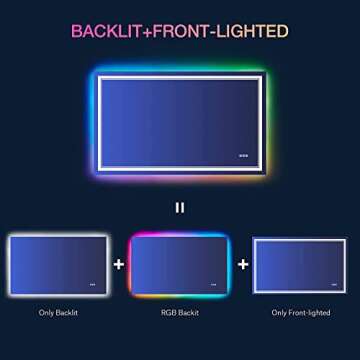 ISTRIPMF 48x32 inch LED Lighted Bathroom Mirror,RGB Color Changing LED Mirror for Bathroom,Dimmable Anti-Fog Backlit Vanity Mirror (RGB Multicolor Backlit + Adjustable Front-Lighted)