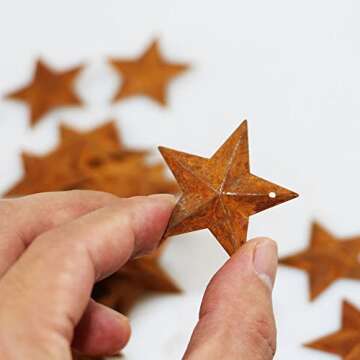 Rusty Metal Jingle Bells Kit Supplies Includes 75 Mixed Size Vintage Rusty Bells 20 Rustic Metal Star and Jute Rope Ribbon for Primitive Crafts Christmas Wreath Holiday Home Decoration (Pack of 95)