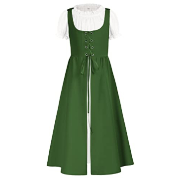Scarlet Darkness Medieval Renaissance Costumes Kids Princess Dress for Girls Green Size 14