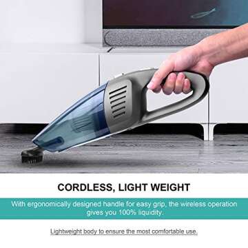 Handheld Vacuum Cordless 8Kpa Strong Suction Powered by Li-ion Battery Rechargeable Quick Charge Tech, Wet Dry Portable Mini Vacuum for Home and Car…