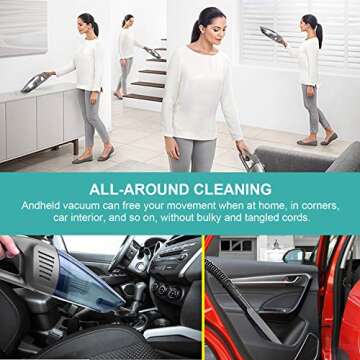 Handheld Vacuum Cordless 8Kpa Strong Suction Powered by Li-ion Battery Rechargeable Quick Charge Tech, Wet Dry Portable Mini Vacuum for Home and Car…