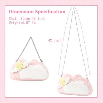 GeekShare Pink Plush Bag with A Shoulder Strap,Crossbody Bag Carrying Case Compatible with Nintendo Switch/OLED and Other Accessories - Star Wings