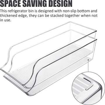 Soda Can Organizer for Refrigerator - 4 Pack Clear Plastic Beverage Holder & Food Dispenser BPA Free Fridge Organizer Bins for Freezer, Kitchen, Countertops, Cabinet, Pantry Organization and Storage