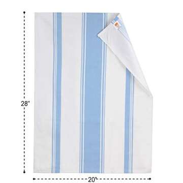 Cucinare Kitchen Towels 100% Cotton Professional Grade Large and Absorbent with Vintage Stripe Tea Towel, Set of 4 (Size 20"x 28") (Blue)