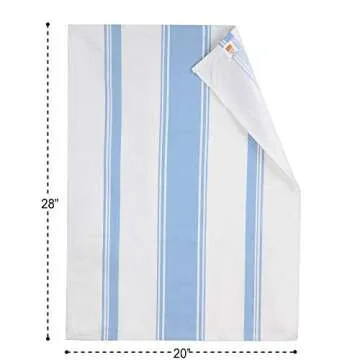 Cucinare Kitchen Towels 100% Cotton Professional Grade Large and Absorbent with Vintage Stripe Tea Towel, Set of 4 (Size 20"x 28") (Blue)