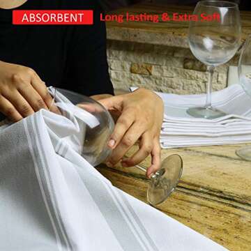 Cucinare Kitchen Towels 100% Cotton Professional Grade Large and Absorbent with Vintage Stripe Tea Towel, Set of 4 (Size 20"x 28") (Blue)