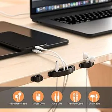 Cable Management Box 2 Pack with 16 Cable Clips Set-Large & Medium & Small Wooden Style Cable Organizer Box to Hide Wires&Power Strips | Cord Organizer Box | Cable Organizer for Home & Office [White]