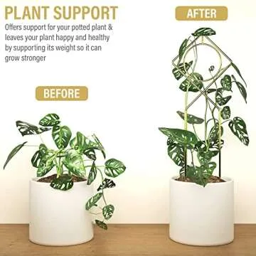 Small Trellis for Potted Plants (Pack of 2), Gold Metal Plant Support Stake for Indoor Climbing Plants, Boho Plant Decor Accessories - Gold Color Size: 17” x 7”