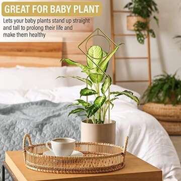 Small Trellis for Potted Plants (Pack of 2), Gold Metal Plant Support Stake for Indoor Climbing Plants, Boho Plant Decor Accessories - Gold Color Size: 17” x 7”