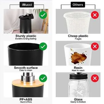 iMucci 9Pcs Black Bathroom Accessories Set with Trash Can Bathroom Set Black Bathroom Accessories Bathroom Decor