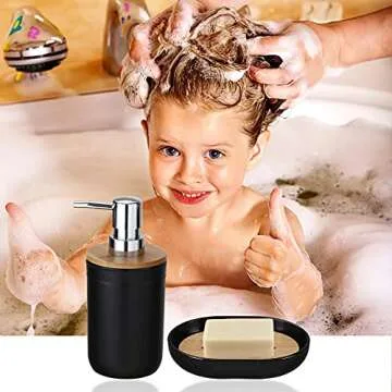 iMucci 9Pcs Black Bathroom Accessories Set with Trash Can Bathroom Set Black Bathroom Accessories Bathroom Decor