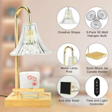 Elegant Glass Candle Warmer Lamp - Safe Home Decor & Gift for Candle Lovers