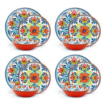 Zak Designs 12-Piece Melamine Dinnerware Set for 4