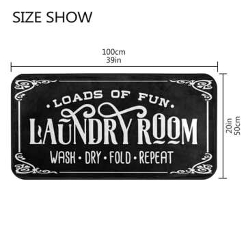 Laundry Room Rug Washing Machine Room Farmhouse Runner Rugs Non Skid Kitchen Floor Mats Bathroom Laundry Decor Carpet Black 39x20in