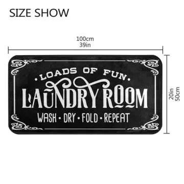 Laundry Room Rug Washing Machine Room Farmhouse Runner Rugs Non Skid Kitchen Floor Mats Bathroom Laundry Decor Carpet Black 39x20in