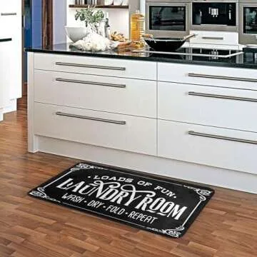 Laundry Room Rug Washing Machine Room Farmhouse Runner Rugs Non Skid Kitchen Floor Mats Bathroom Laundry Decor Carpet Black 39x20in