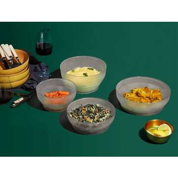 Anyday Cookware Microwave Dish Everyday Set With 4 Microwave-Safe Glass Storage Containers with Lids, 7.9" Large Deep Dish, 8.7” Large Shallow Dish, 6.3" Medium Deep Dish & 7.1" Medium Shallow Dish