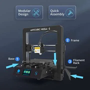 ANYCUBIC Mega S Upgrade FDM 3D Printer with Extruder and Suspended Filament Rack + Free Test PLA Filament, Works with TPU/PLA/ABS and 8.27''(L) x8.27''(W) x8.07''(H) Print Size