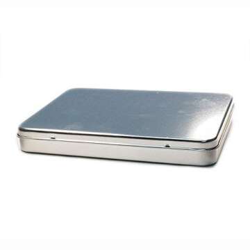 (2 Pack) Tin Container, Large (7.25" x 5.25" x 1") by Crafftin - Hinged, Metal Rectangular tins for ...