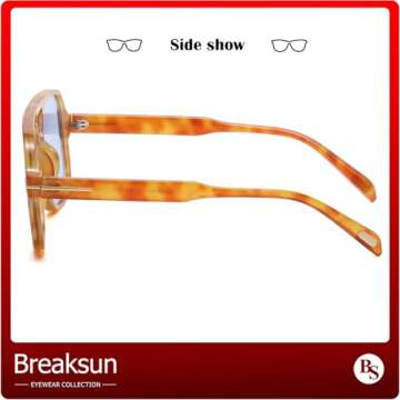 Breaksun Retro Aviator Sunglasses for Unisex - 70s Trendy Style