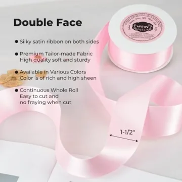 VATIN Pearl Pink Satin Ribbon 1-1/2" 25 Yards for Crafting