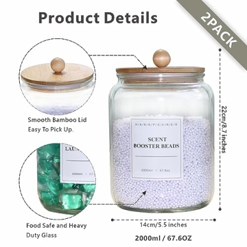 TAAMOG Glass Jars for Elegant Laundry Room Storage