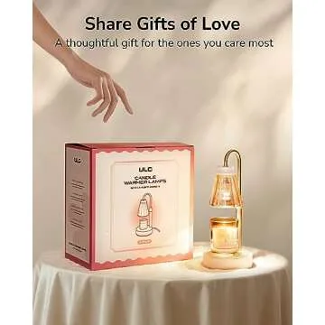 ULG 2-Pack Candle Warmer Lamp with Dimmer, Lamp Candle Heater with 4 Bulbs for 3 Wick Candles, Height Adjustable Candle Melter Light for Scented Wax, for Her/Mom, Amber