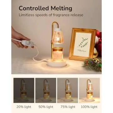ULG 2-Pack Candle Warmer Lamp with Dimmer, Lamp Candle Heater with 4 Bulbs for 3 Wick Candles, Height Adjustable Candle Melter Light for Scented Wax, for Her/Mom, Amber
