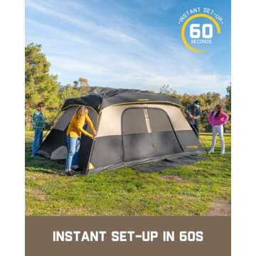 FanttikOutdoor Zeta C10 Pro Camping Tent 10 Person Instant Cabin Tent Setup in 60 Seconds with Rainfly & Windproof Portable with Carry Bag for Family Camping & Hiking, Upgraded Ventilation