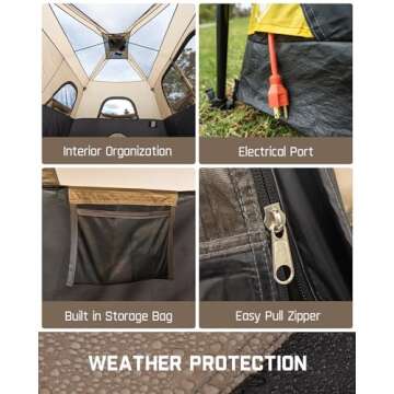 FanttikOutdoor Zeta C10 Pro Camping Tent 10 Person Instant Cabin Tent Setup in 60 Seconds with Rainfly & Windproof Portable with Carry Bag for Family Camping & Hiking, Upgraded Ventilation