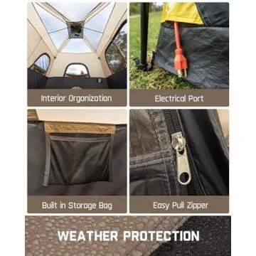 FanttikOutdoor Zeta C10 Pro Camping Tent 10 Person Instant Cabin Tent Setup in 60 Seconds with Rainfly & Windproof Portable with Carry Bag for Family Camping & Hiking, Upgraded Ventilation