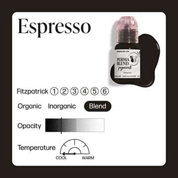 Perma Blend Espresso Brown Tattoo Ink - Microblading Ink for Permanent Makeup - Professional Brown Ink - Cool Medium/Dark Brown Permanent Pigment - Vegan (0.5 oz)