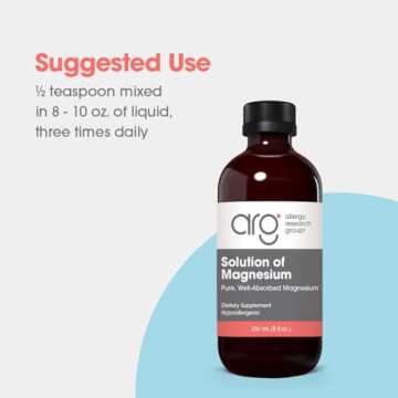 Allergy Research Group Solution of Magnesium - Magnesium Chloride Liquid, GI Tract Support, Pure, Well-Absorbed, 66.5mg Supplement - 8 Fl Oz
