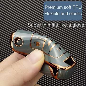 Cacacar for Chevy Key Fob Cover, Premium TPU Full Protection Key Fob Case for Chevrolet Equinox Camaro Cruze Malibu Sonic Buick Terrain (5 Buttons Black)