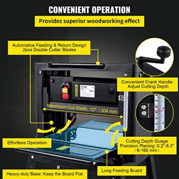 VEVOR 12inch Benchtop Planer - Powerful Woodworking Tool