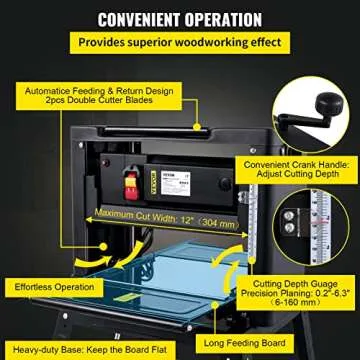 VEVOR 12inch Benchtop Planer - Powerful Woodworking Tool