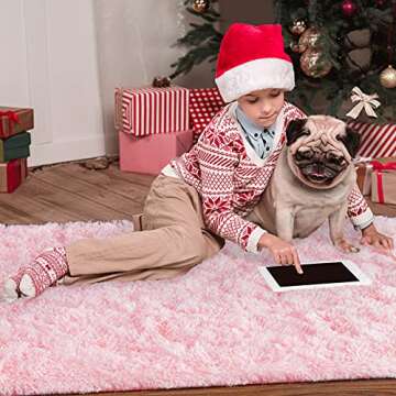 Noahas Ultra Soft Fluffy Rugs,Pink Area Rugs for Bedroom Shaggy Oval 2.6' x 5.3' Kids Bedroom Fuzzy Bedside Small Carpet Aesthetic,Nursery Rug for Baby,Room Decor for Teen Girls