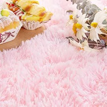 Noahas Ultra Soft Fluffy Rugs,Pink Area Rugs for Bedroom Shaggy Oval 2.6' x 5.3' Kids Bedroom Fuzzy Bedside Small Carpet Aesthetic,Nursery Rug for Baby,Room Decor for Teen Girls