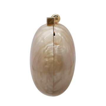 GSYPS Acrylic Evening Clutch Bag for Women Shell Shape Shoulder Crossbody Bag Glitter Marble Purse Handbag Champagne 1