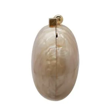 GSYPS Acrylic Evening Clutch Bag for Women Shell Shape Shoulder Crossbody Bag Glitter Marble Purse Handbag Champagne 1